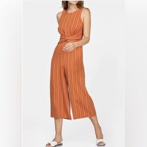Greylin Peyton Pinstripe Knot Waist Culotte Jumpsuit